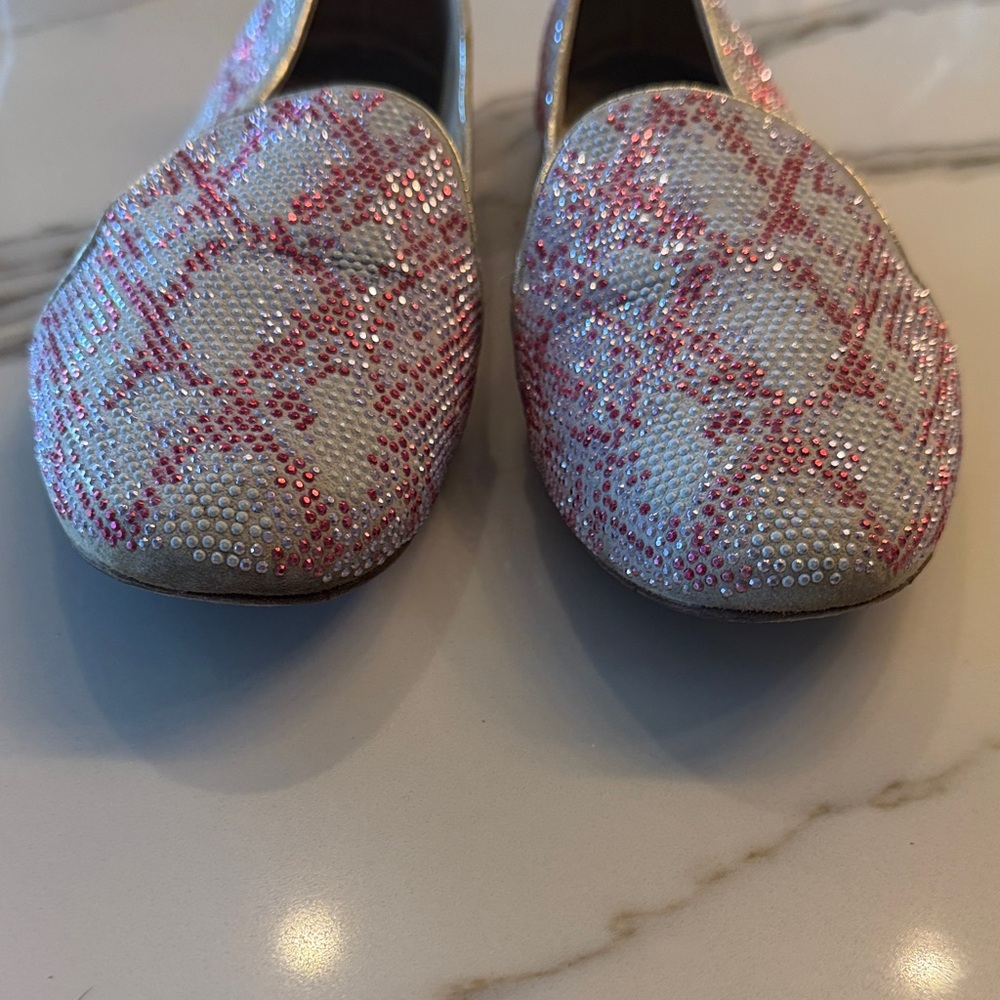 Brian Atwood Pink and White Beaded Flats - Picture 3 of 9